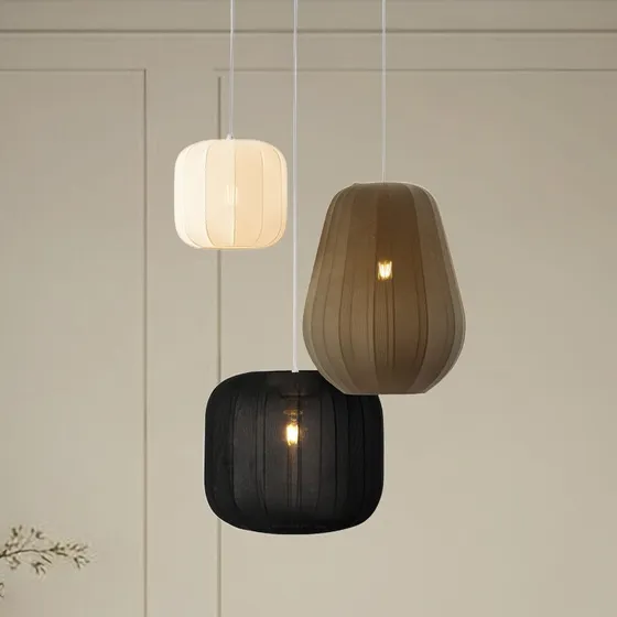 Lindby Helin Suspension Scandinave à 3 Lampes, Ø 60 cm, Textile