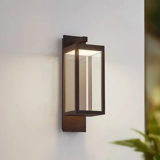 Applique murale extérieure LED Lucande Ferdinand, Marron, Aluminium