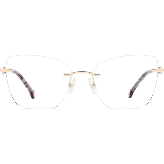 Carolina Herrera HER 0355 Lunettes de Vue Carrées en Acier Rose Doré