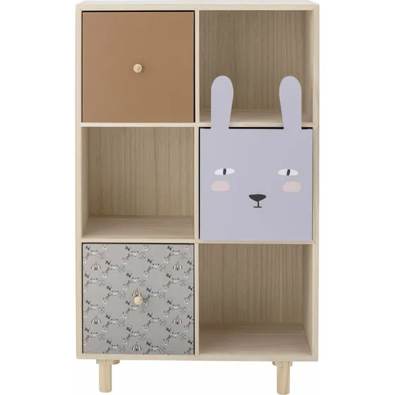 Bloomingville Calle Mini, Bibliothque avec Tiroirs Paulownia Nature 55 cm