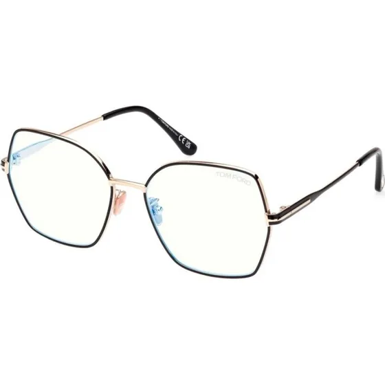 Tom Ford FT 5876-B Blue Block Lunettes de Vue Papillon Noir et Or