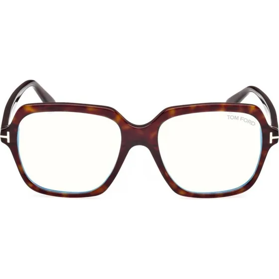 Tom Ford FT5908-B Blue Block Lunettes de Vue Géométriques Havane