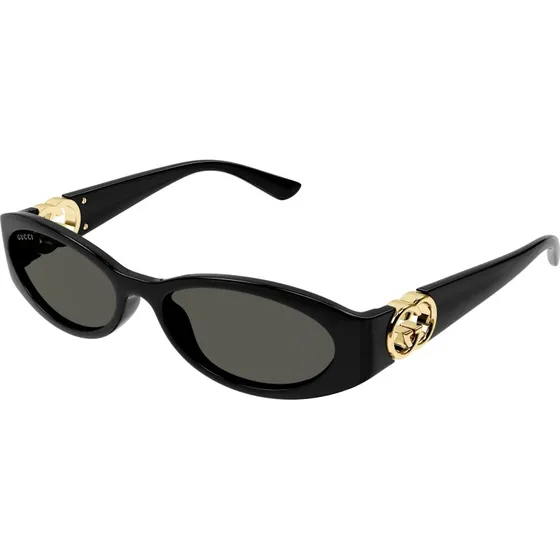 Gucci GG1660S 001 : Lunettes de soleil rondes pour femme, Noir/Gris