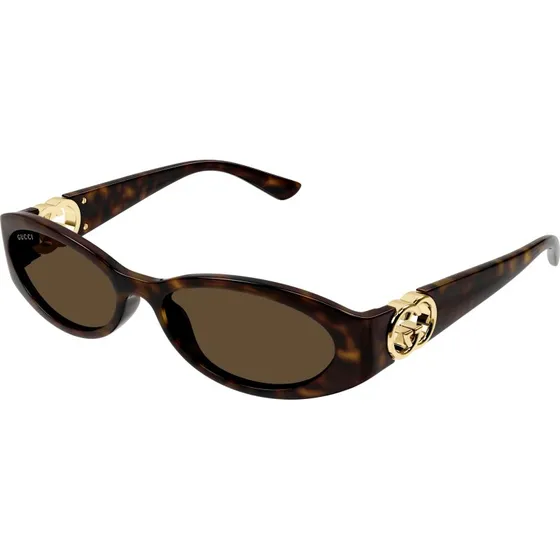 Gucci GG1660S 002 Lunettes de Soleil Femme Havane Marron Ronde