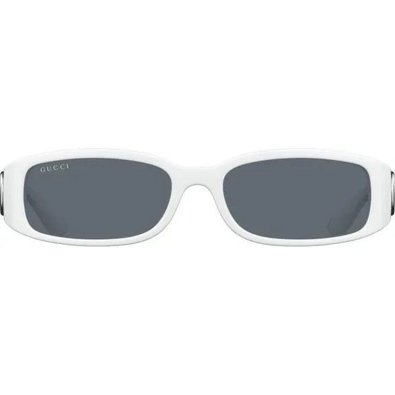 Gucci GG1661S Lunettes de Soleil Rectangulaires Blanches et Grises