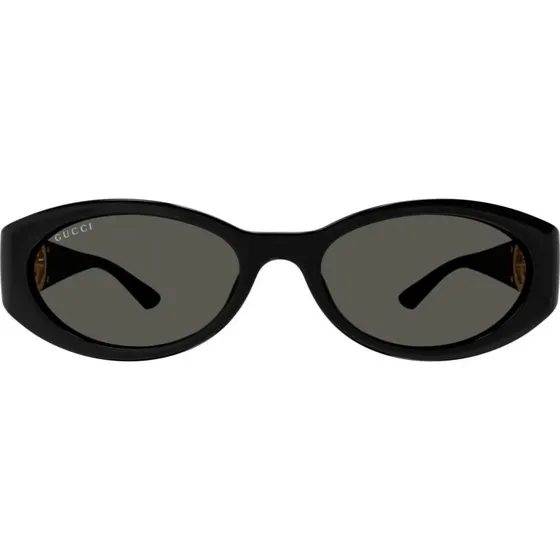 Gucci GG1662SA Lunettes de Soleil Ovales Noires et Grises