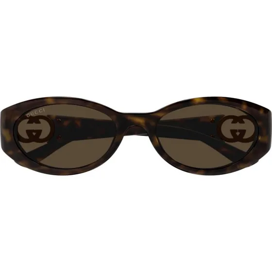 Gucci GG1662SA Lunettes de Soleil Ovales Havana Marron 56mm