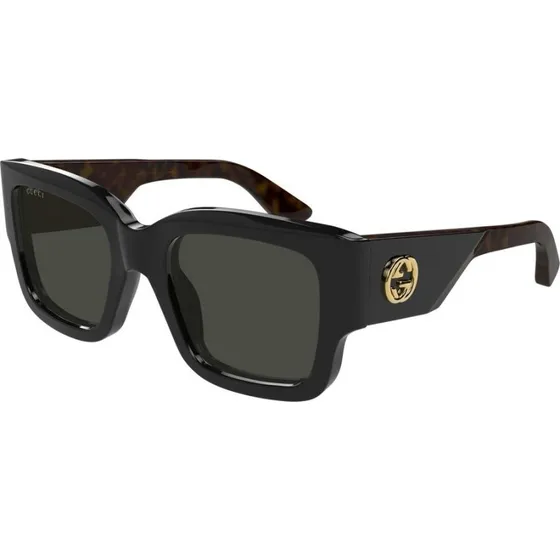 Gucci GG1663S Lunettes de Soleil Carrées Noires et Grises