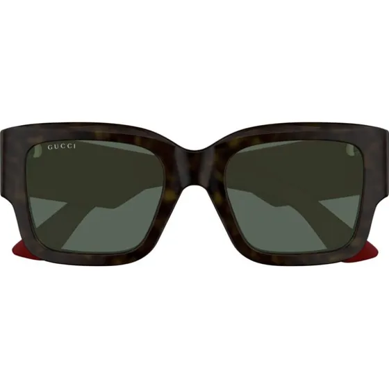 Gucci GG1663S Lunettes de Soleil Carrées Havane et Verres Verts
