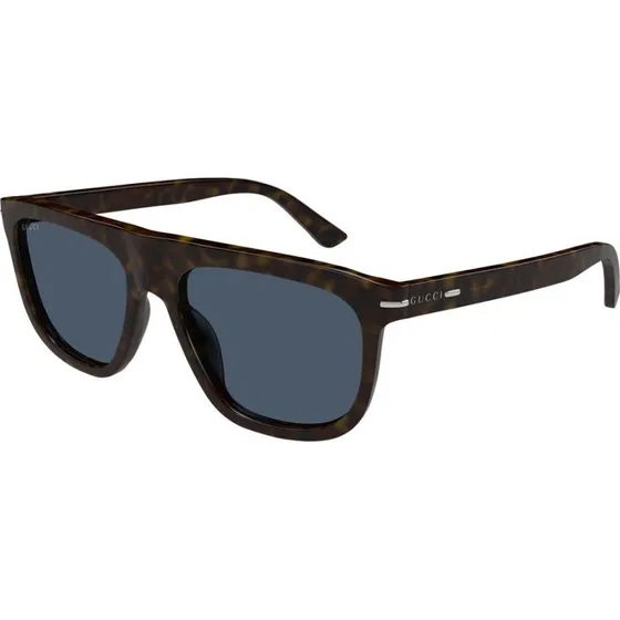 Gucci GG1726S Lunettes de Soleil Homme Havane Géométrique Bleu 56mm