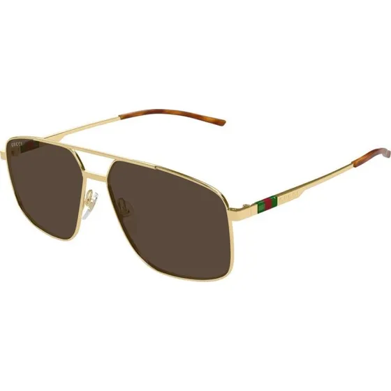 Gucci GG1676S Lunettes de Soleil Aviateur Homme Doré et Marron