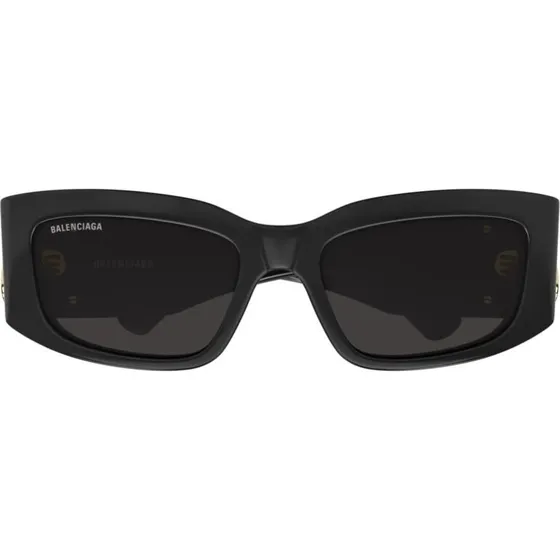 Balenciaga BB0360S Lunettes de Soleil Rectangulaires Noires et Grises