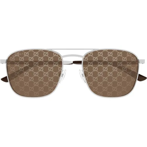 Gucci GG1881S Lunettes de Soleil Homme Carrées Argentées Marron