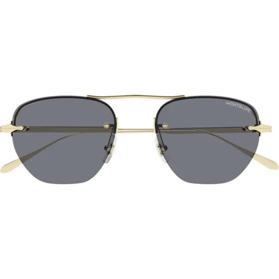 Montblanc MB0404S Lunettes de Soleil Rondes pour Homme - Or et Gris