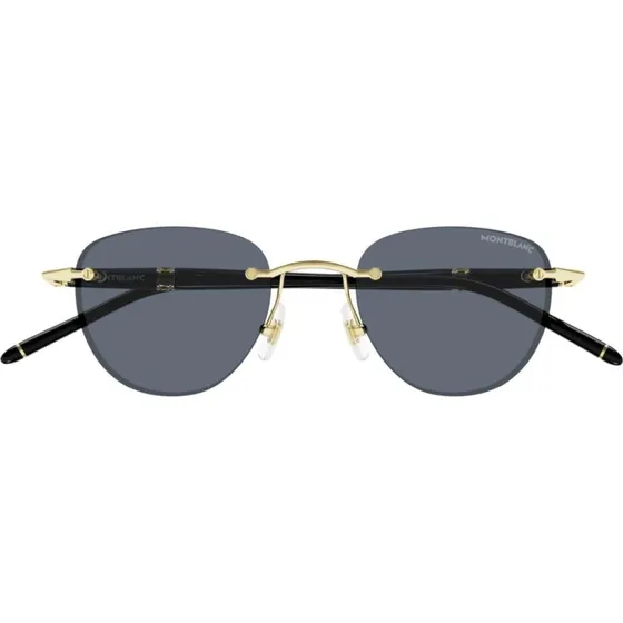 Montblanc MB0412S Lunettes de Soleil Rondes Dorées et Verres Gris