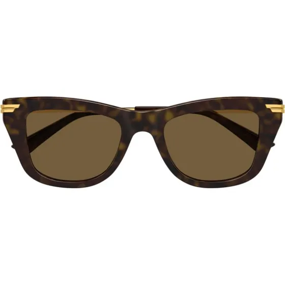 Bottega Veneta BV1369S Lunettes de Soleil Carrées Havane Marron