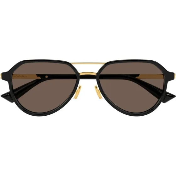 Bottega Veneta BV1373S Lunettes de Soleil Pilote Noir et Marron