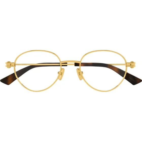 Bottega Veneta BV1382O Lunettes de Vue Rondes en Métal Doré Unisexe