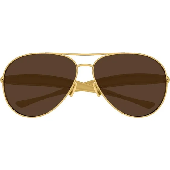 Bottega Veneta BV1305S Lunettes de Soleil Pilote Dorées Marron