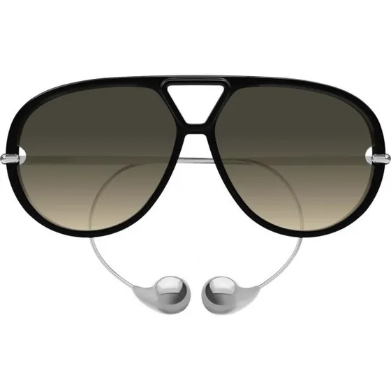 Bottega Veneta BV1273S Lunettes de Soleil Pilote Noir et Marron