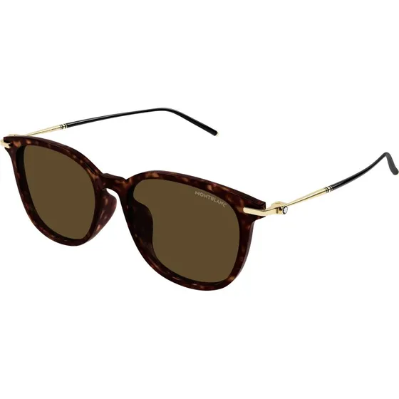 Montblanc MB0416SA Lunettes de Soleil Homme Carrées Havane Marron
