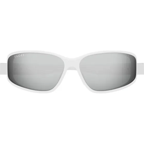Gucci GG2011S Lunettes de Soleil Homme Géométriques Blanches et Argent