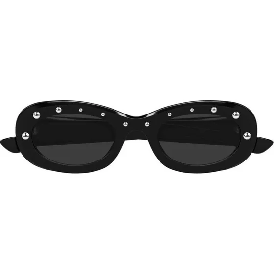 Alexander McQueen AM0527S Lunettes de Soleil Rondes Noires et Grises