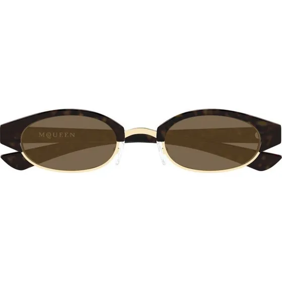 Alexander McQueen AM0534S Lunettes de Soleil Rondes Havana Marron