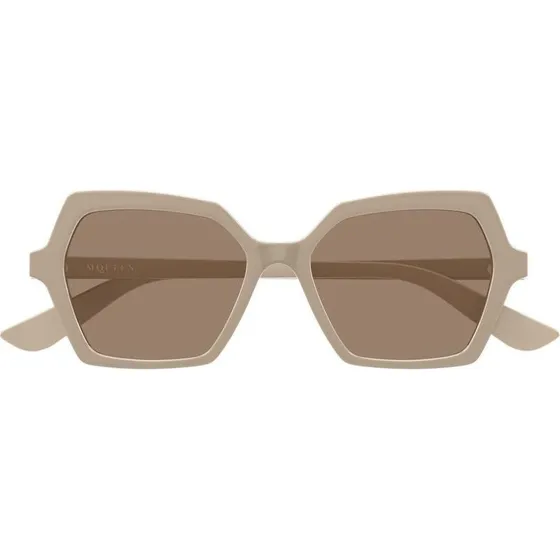 Alexander McQueen AM0537S Lunettes de Soleil Géométriques Marron