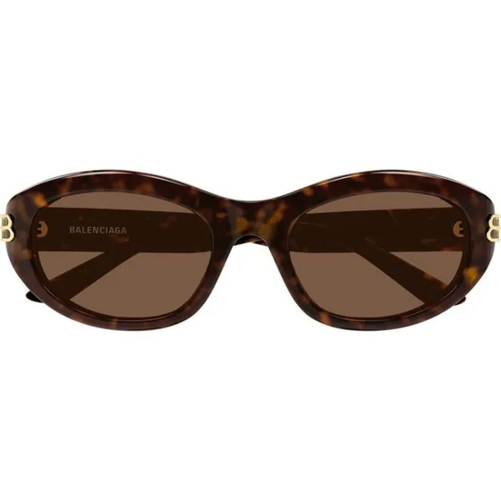 Balenciaga BB0434SK Lunettes de Soleil Ovales Havana Marron