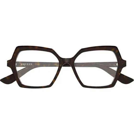 Alexander McQueen AM0537O Lunettes de Vue Géométriques Havane