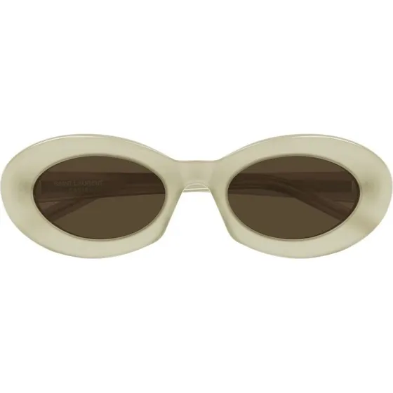 Saint Laurent SL 594 Lunettes de Soleil Ovales Ivoire et Marron