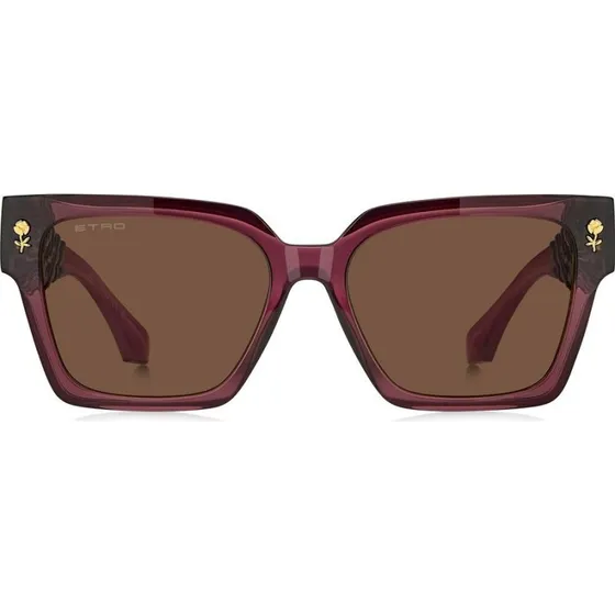 Etro 0128/S Lunettes de Soleil Oversize Rouge et Verres Marron