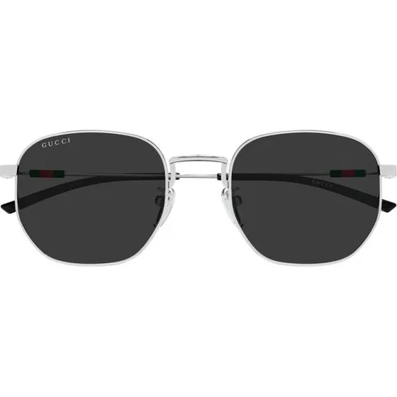 Gucci GG2095S Lunettes de Soleil Homme Rondes Argentées et Verres Gris