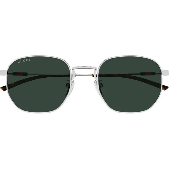 Gucci GG2095S Lunettes de Soleil Homme Rondes Argentées et Vertes