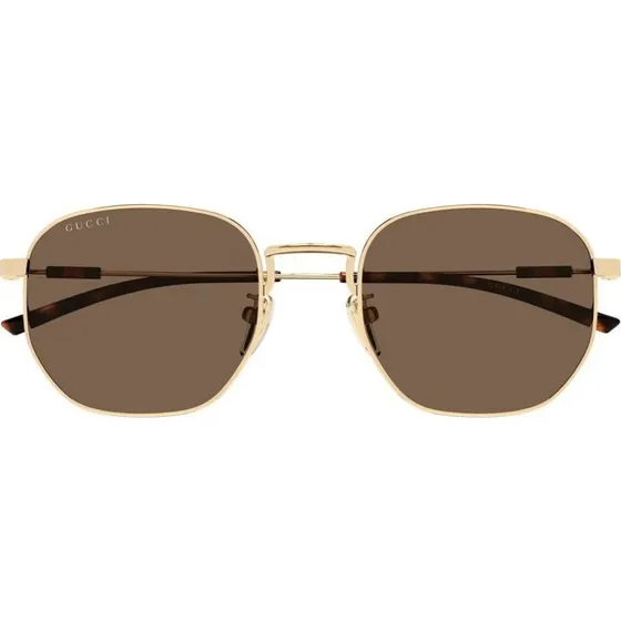 Gucci GG2095S Lunettes de Soleil Rondes en Métal Or et Marron