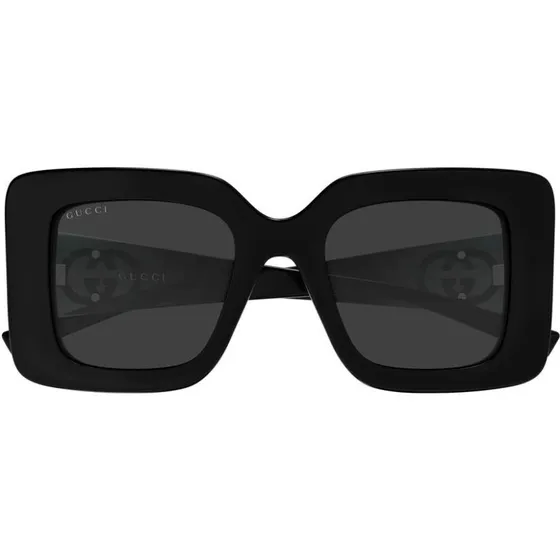 Gucci GG2025S Lunettes de Soleil Carrées Noires et Grises