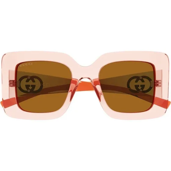 Gucci GG2025S Lunettes de Soleil Carrées Rose et Marron 49mm
