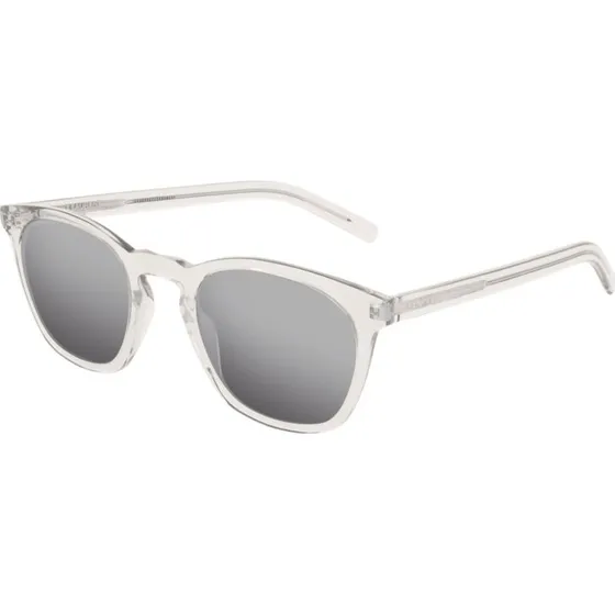 Saint Laurent SL 28 Slim Lunettes de Soleil Géométriques Transparentes