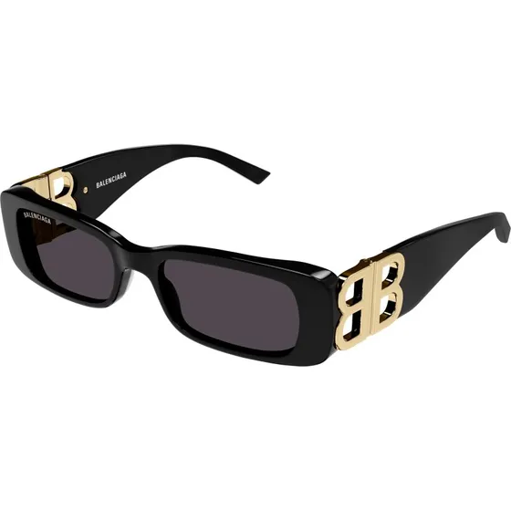 Balenciaga BB0096S 001 Lunettes de Soleil Carrées Noir et Gris