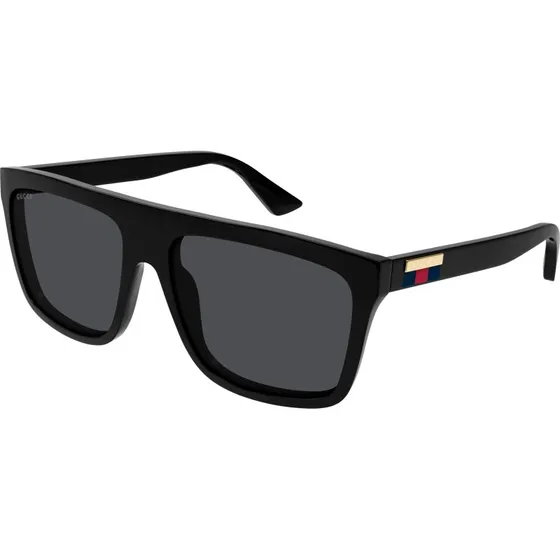 Gucci Homme GG0748S 001 Lunettes de Soleil Carrées Noires et Grises