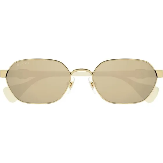 Gucci GG1593S Lunettes de Soleil Géométriques Dorées et Roses