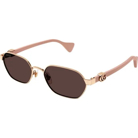 Gucci GG1593S Lunettes de Soleil Géométriques Rose et Marron 56mm