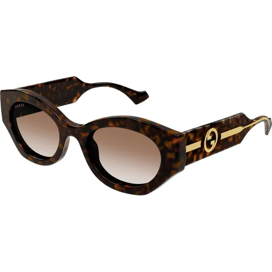 Gucci GG1553S 002 Lunettes de Soleil Rondes Havane Marron