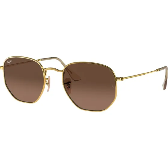 Ray-Ban RB3548N Hexagonal - Lunettes de Soleil Métal Or et Marron