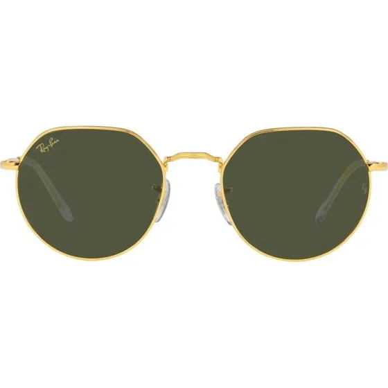 Ray-Ban Jack RB3565 Lunettes de Soleil Rondes Dorées et Verres Verts