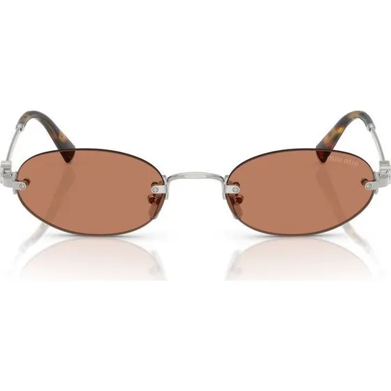 Miu Miu MU A54S Lunettes de Soleil Ovales en Métal Argent