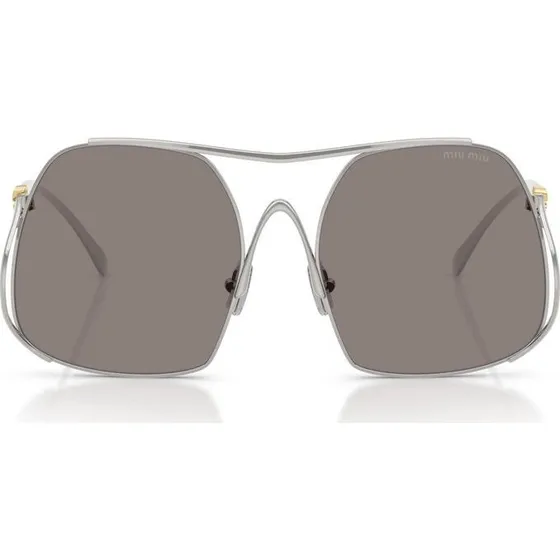 Miu Miu Lunettes de Soleil Oversize 0MU A55S Argentées et Grises