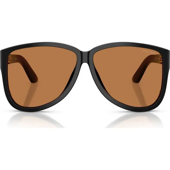Miu Miu 0MU A08S Lunettes de Soleil Pilote Noir et Marron