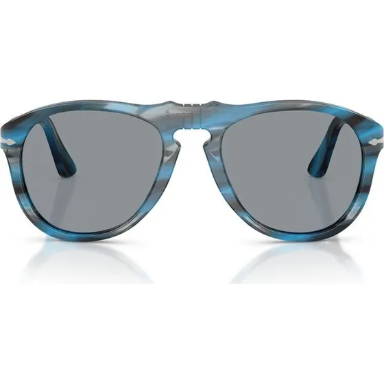 Persol PO 0649 Lunettes de Soleil Homme Oversize - Bleu Gris